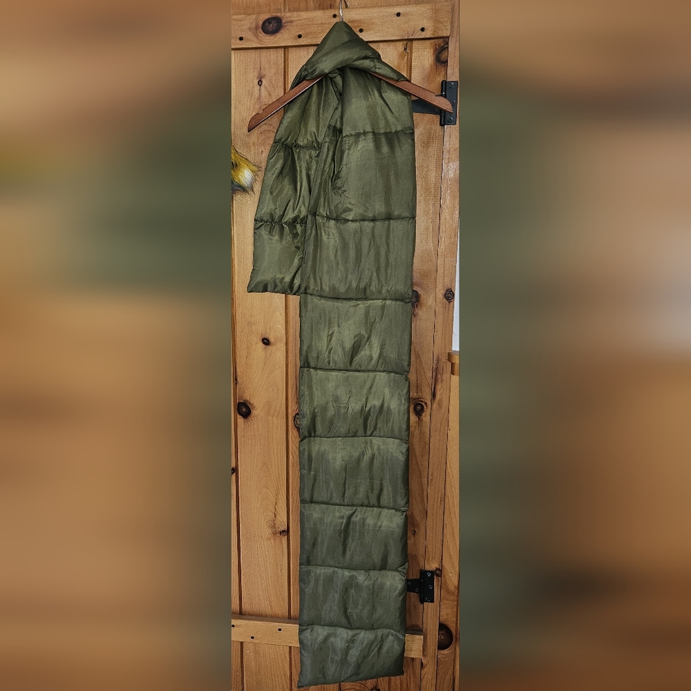 Olive Green Puffy Quilted Scarf